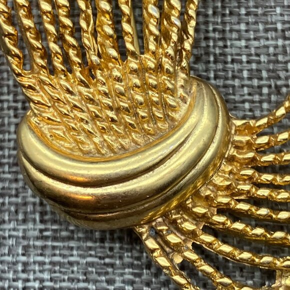 M Jent Brooch Pin 2.5 In Gold Abstract Wheat Knot Spray Swirl Vintage Retro - Picture 7 of 9